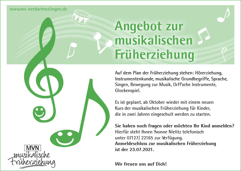 Angebot zur musikalischen Früherziehung – Musikverein Neckartenzlingen e.V.